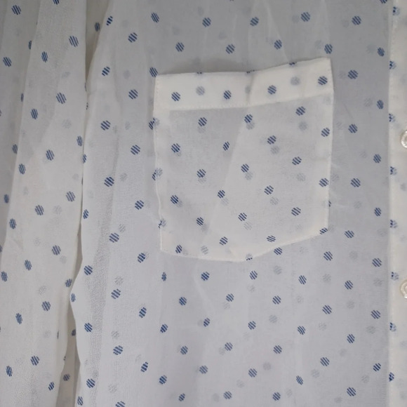 Aeropostale sheer blue polka dot button-down shirt - Picture 3 of 10